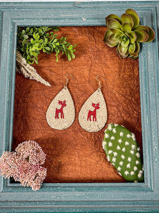 Reindeer Wonderland Beaded Teardrop Earrings with Chain