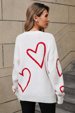 Angel Wings Heart Dropped Shoulder Long Sleeve Sweater - A Roese Boutique