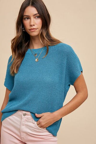 Annie Wear Round Neck Short Sleeve Sweater - A Roese Boutique