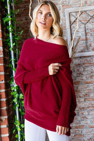 Asymmetrical Hem Dolman Sleeve Sweater - A Roese Boutique