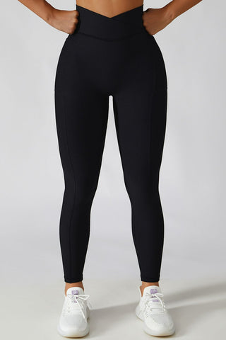 Basic Bae Crossover Waist Active Leggings - A Roese Boutique