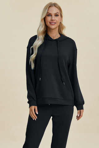 Basic Bae Full Size Air Scuba Drawstring Long Sleeve Hoodie with Kangaroo Pocket - A Roese Boutique