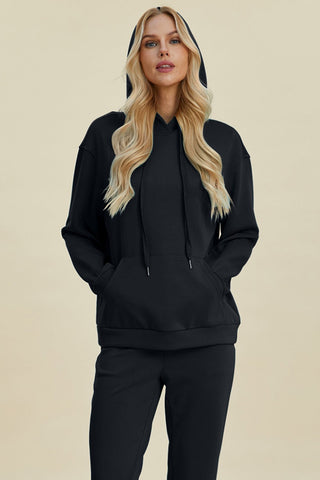 Basic Bae Full Size Air Scuba Drawstring Long Sleeve Hoodie with Kangaroo Pocket - A Roese Boutique