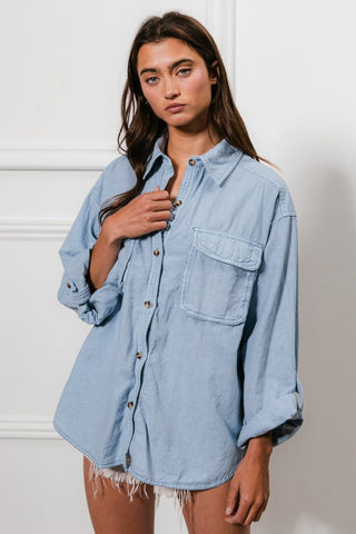 Button Down Stitch Detail with Chest Pockets - A Roese Boutique