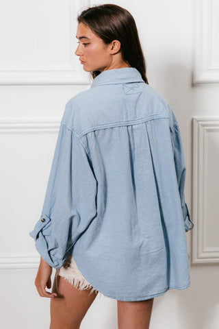 Button Down Stitch Detail with Chest Pockets - A Roese Boutique