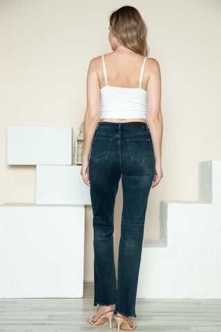 Button Fly Hem Destroy Straight Jeans by Judy Blue - A Roese Boutique