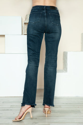 Button Fly Hem Destroy Straight Jeans by Judy Blue - A Roese Boutique