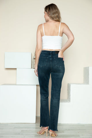 Button Fly Hem Destroy Straight Jeans by Judy Blue - A Roese Boutique