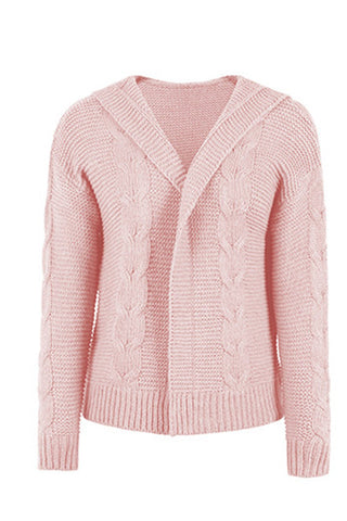 Cable - Knit Dropped Shoulder Hooded Cardigan - A Roese Boutique