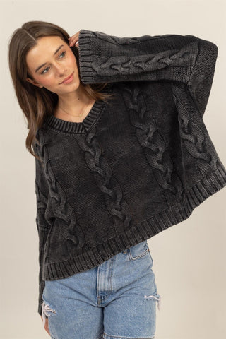 Cable Knit Dropped Shoulder Oversized Sweater by HYFVE - A Roese Boutique