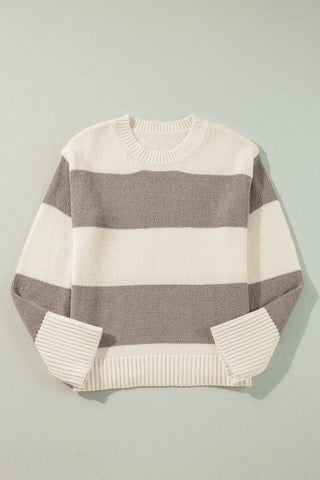 Color Block Round Neck Sweater - A Roese Boutique