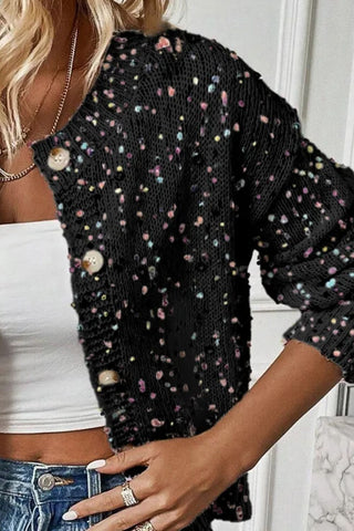 Confetti Button Up Long Sleeve Cardigan - A Roese Boutique