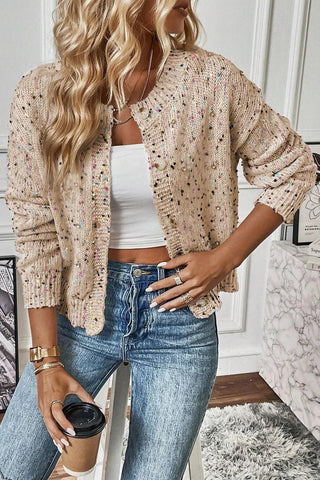 Confetti Button Up Long Sleeve Cardigan - A Roese Boutique