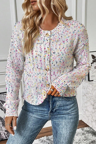 Confetti Button Up Long Sleeve Cardigan - A Roese Boutique