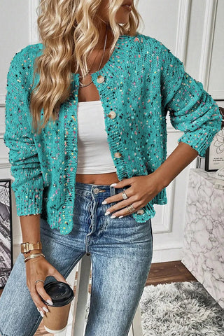 Confetti Button Up Long Sleeve Cardigan - A Roese Boutique