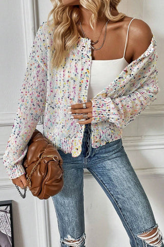 Confetti Button Up Long Sleeve Cardigan - A Roese Boutique