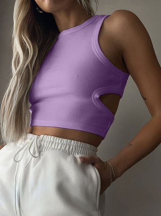 Cutout Round Neck Tank - A Roese Boutique