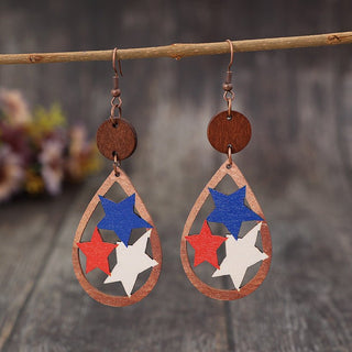 Cutout Star Wooden Dangle Earrings - A Roese Boutique