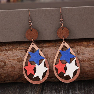 Cutout Star Wooden Dangle Earrings - A Roese Boutique