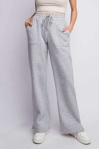 Drawstring Straight Leg Slit Sweatpants - A Roese Boutique