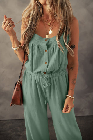 Drawstring Wide Strap Wide Leg Overalls - A Roese Boutique