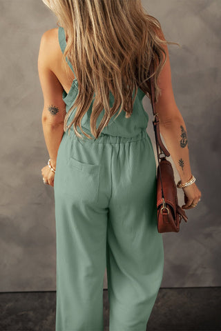 Drawstring Wide Strap Wide Leg Overalls - A Roese Boutique