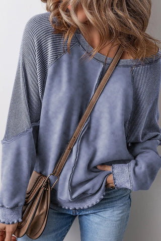 Exposed Seam Long Sleeve Sweatshirt - A Roese Boutique