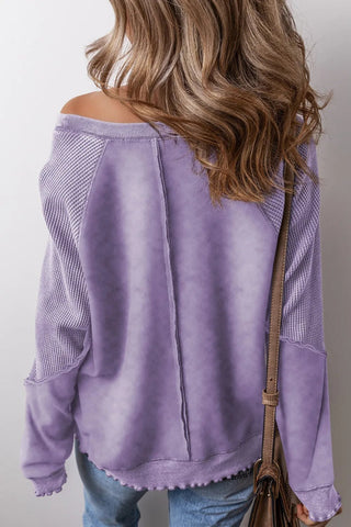 Exposed Seam Long Sleeve Sweatshirt - A Roese Boutique