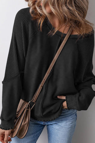 Exposed Seam Long Sleeve Sweatshirt - A Roese Boutique