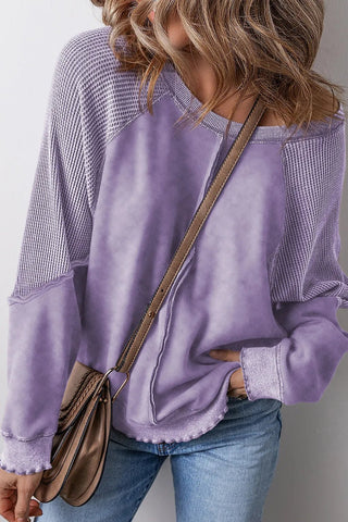 Exposed Seam Long Sleeve Sweatshirt - A Roese Boutique