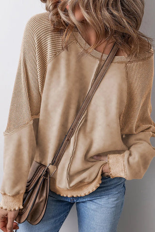 Exposed Seam Long Sleeve Sweatshirt - A Roese Boutique