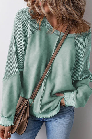 Exposed Seam Long Sleeve Sweatshirt - A Roese Boutique