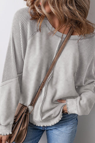 Exposed Seam Long Sleeve Sweatshirt - A Roese Boutique