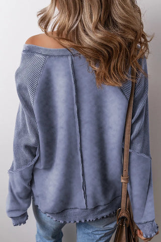 Exposed Seam Long Sleeve Sweatshirt - A Roese Boutique