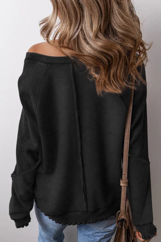 Exposed Seam Long Sleeve Sweatshirt - A Roese Boutique