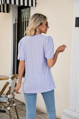 Eyelet Puff Sleeve Top - A Roese Boutique