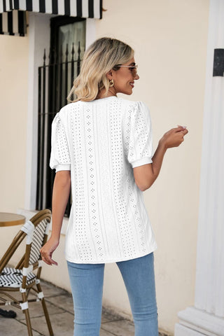 Eyelet Puff Sleeve Top - A Roese Boutique