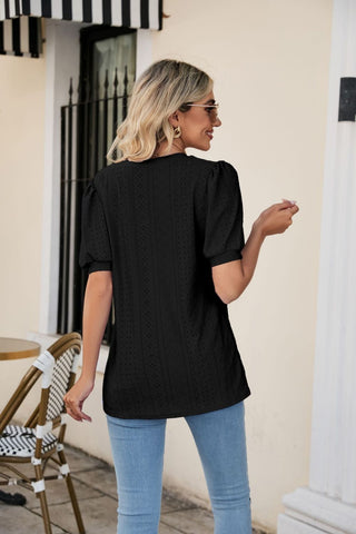 Eyelet Puff Sleeve Top - A Roese Boutique