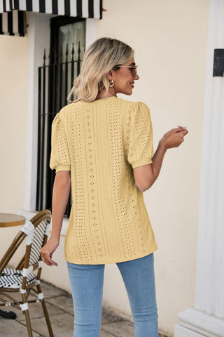 Eyelet Puff Sleeve Top - A Roese Boutique