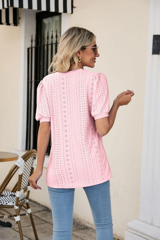 Eyelet Puff Sleeve Top - A Roese Boutique