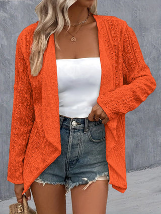 Eyelet Roll-Tab Sleeve Cardigan - A Roese Boutique