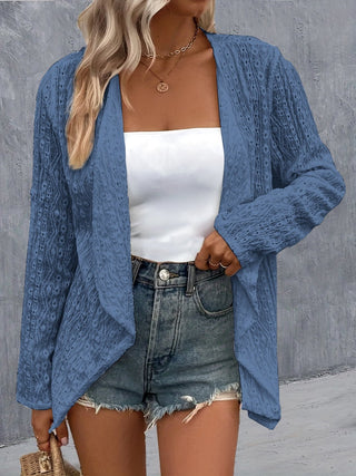 Eyelet Roll-Tab Sleeve Cardigan - A Roese Boutique