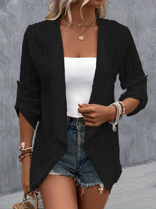 Eyelet Roll-Tab Sleeve Cardigan - A Roese Boutique