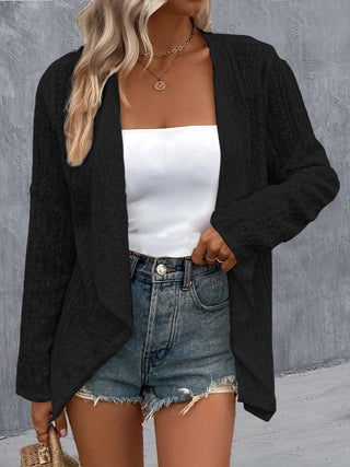 Eyelet Roll-Tab Sleeve Cardigan - A Roese Boutique