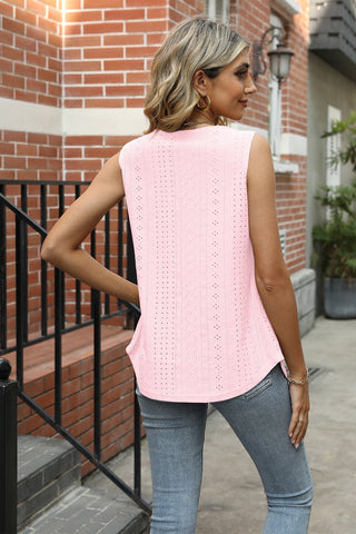 Eyelet Square Neck Tank - A Roese Boutique