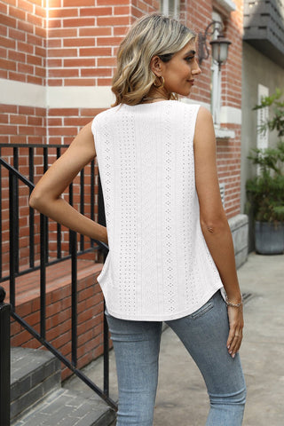 Eyelet Square Neck Tank - A Roese Boutique