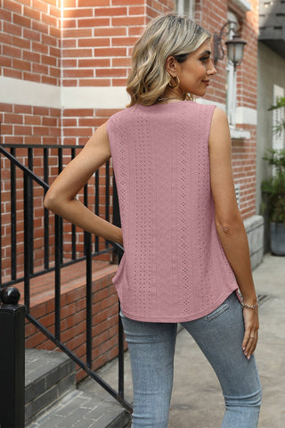 Eyelet Square Neck Tank - A Roese Boutique