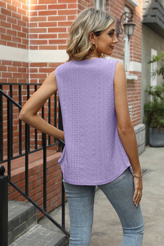 Eyelet Square Neck Tank - A Roese Boutique