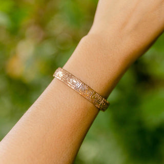 Fair Trade Astamangala Copper Healing Bangle by Tiny Rituals - A Roese Boutique