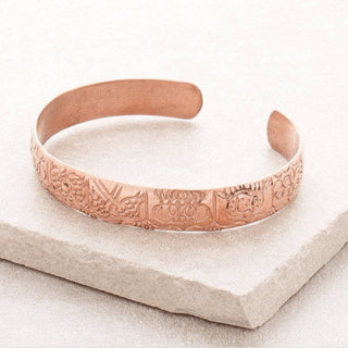 Fair Trade Astamangala Copper Healing Bangle by Tiny Rituals - A Roese Boutique